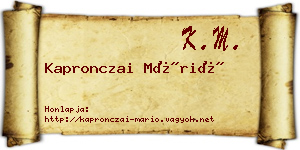 Kapronczai Márió névjegykártya